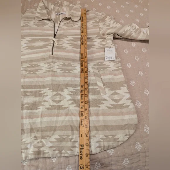 Sonoma 3/4 zip pull over flannel Aztec print large - Picture 11 of 11